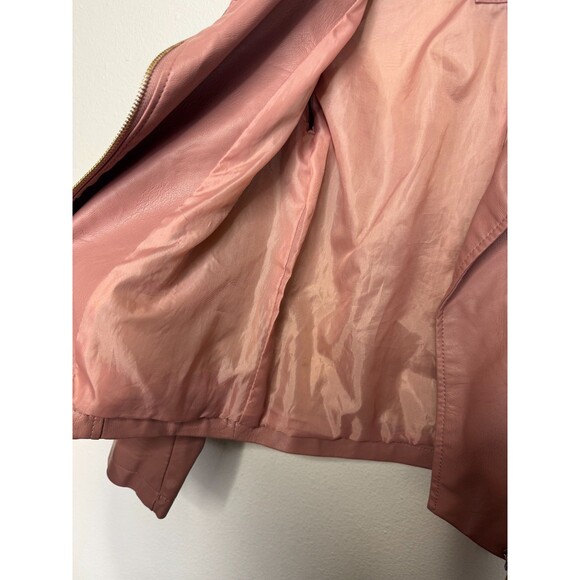 Cavalini Ci Sono Girls 10 Faux Leather Moto Jacket Maeve Pink Zippered Front - Picture 8 of 10